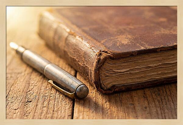 Worn Leather Journal And Pen