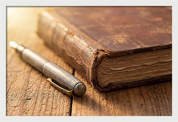 Worn Leather Journal And Pen