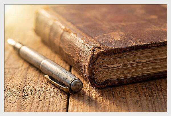 Worn Leather Journal And Pen