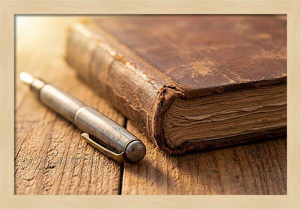Worn Leather Journal And Pen