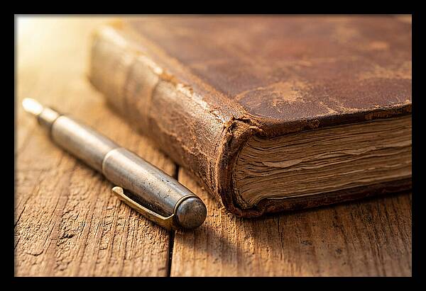 Worn Leather Journal And Pen