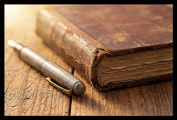 Worn Leather Journal And Pen
