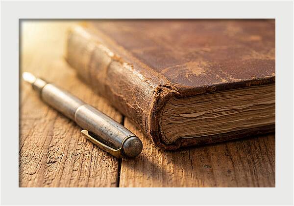 Worn Leather Journal And Pen