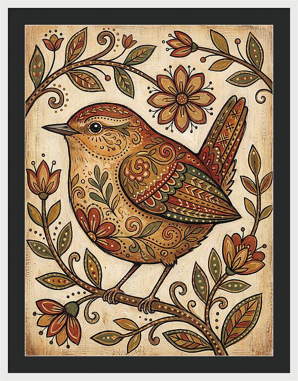 Wren Among Floral Patterns
