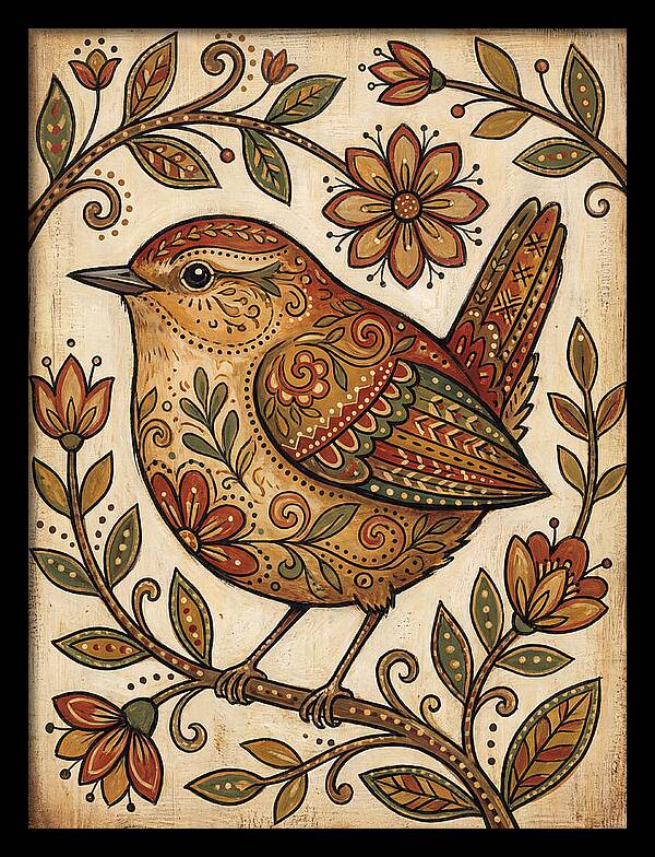 Wren Among Floral Patterns