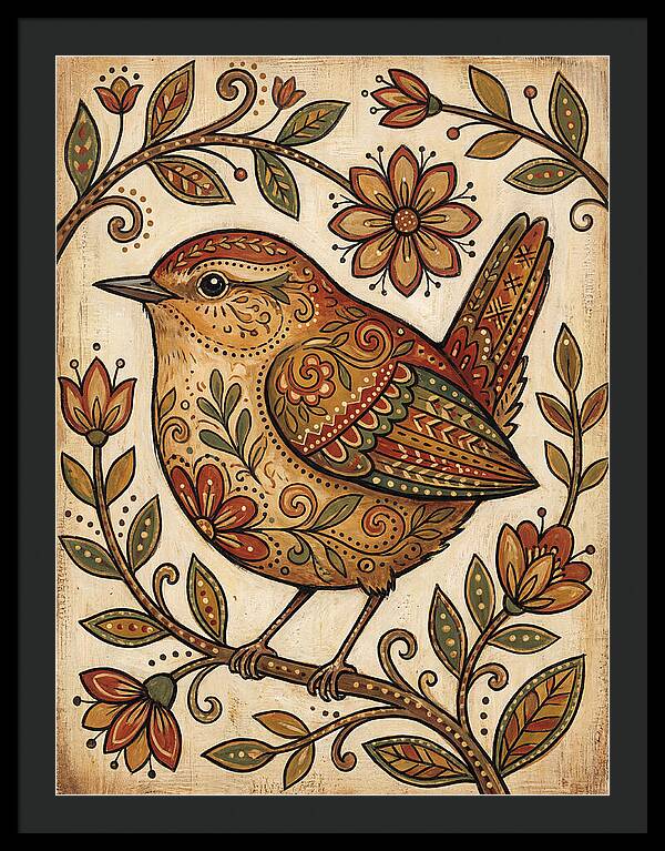 Wren Among Floral Patterns