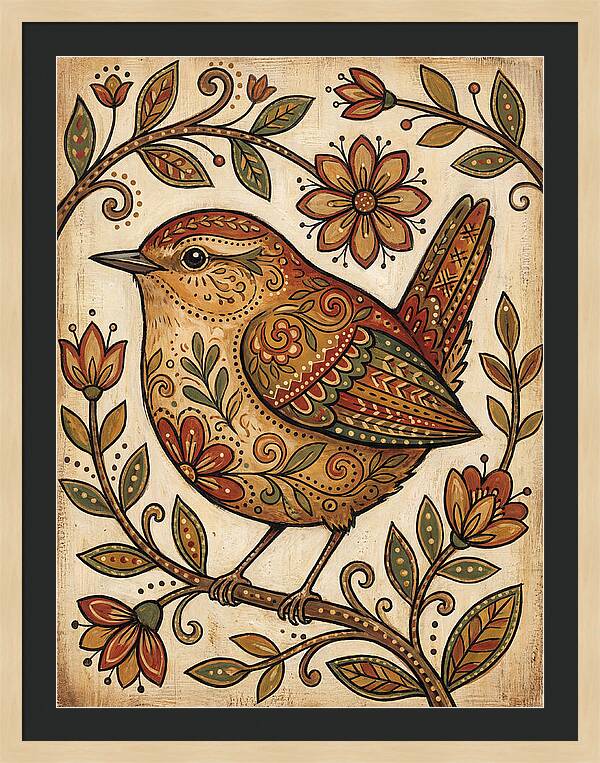 Wren Among Floral Patterns