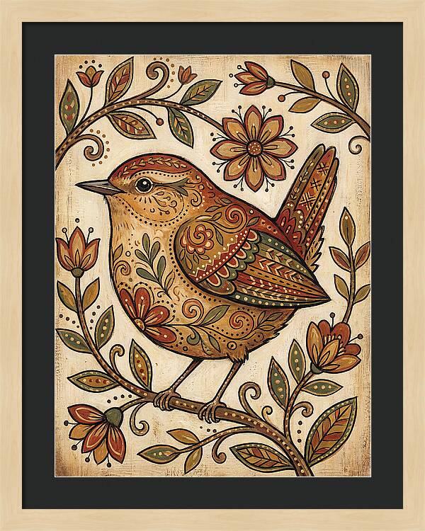 Wren Among Floral Patterns