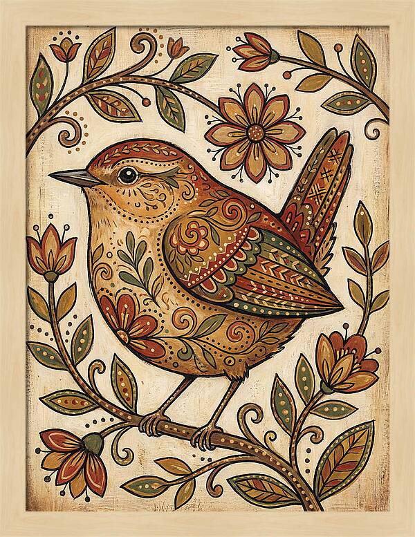 Wren Among Floral Patterns