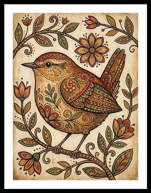 Wren Among Floral Patterns