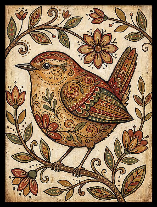 Wren Among Floral Patterns