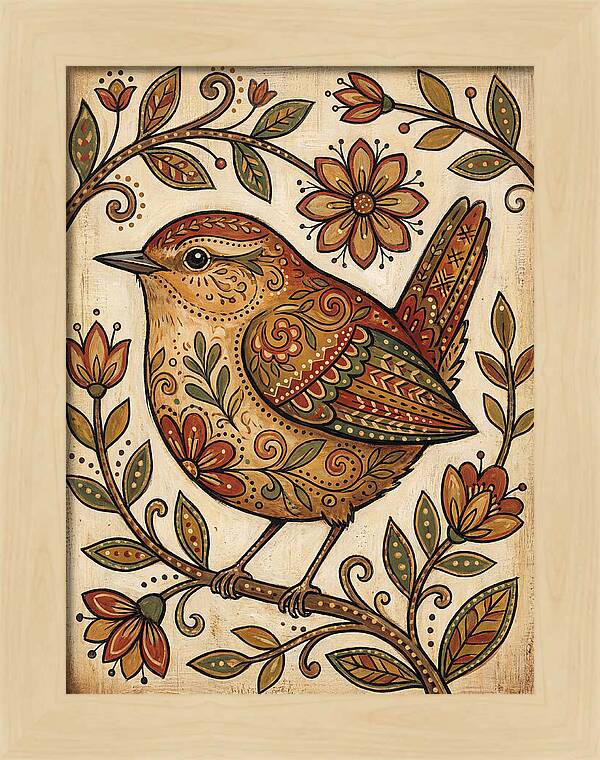 Wren Among Floral Patterns