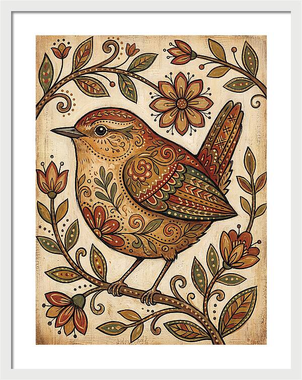 Wren Among Floral Patterns