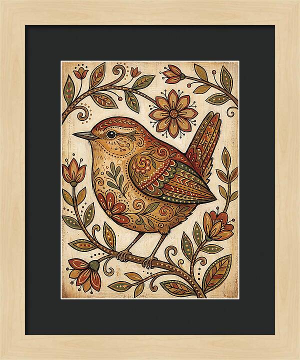 Wren Among Floral Patterns