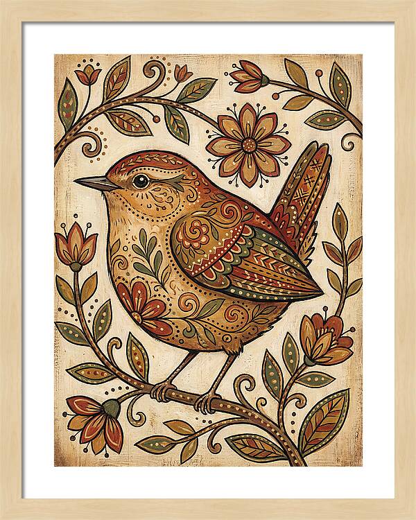 Wren Among Floral Patterns