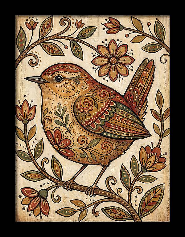 Wren Among Floral Patterns