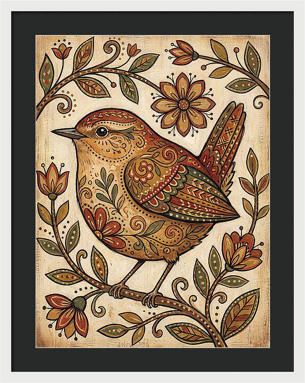 Wren Among Floral Patterns