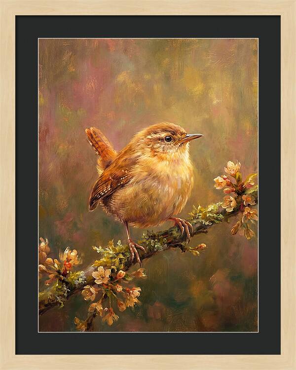 Wren Perched On Blossom