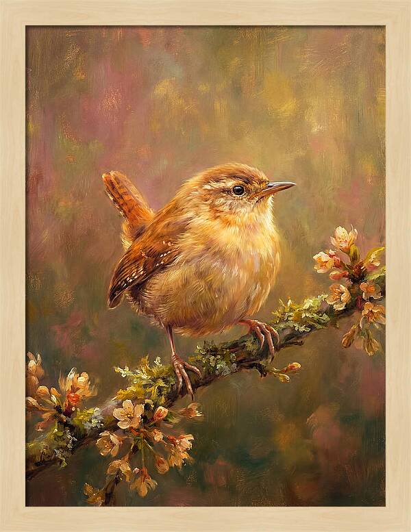 Wren Perched On Blossom