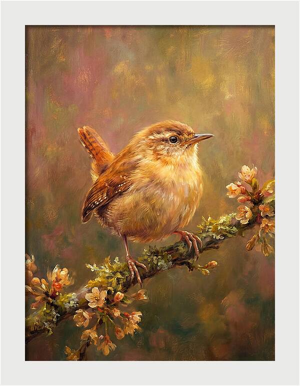 Wren Perched On Blossom