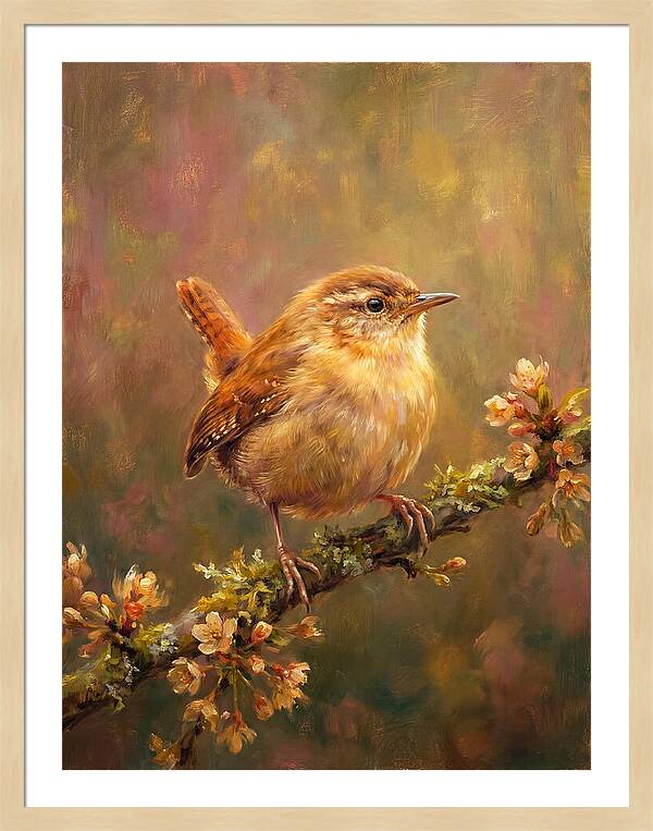 Wren Perched On Blossom