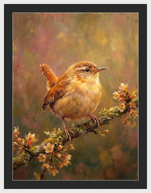 Wren Perched On Blossom