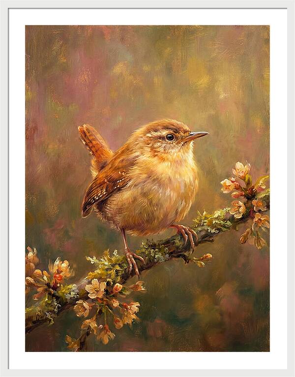 Wren Perched On Blossom