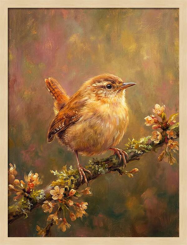 Wren Perched On Blossom