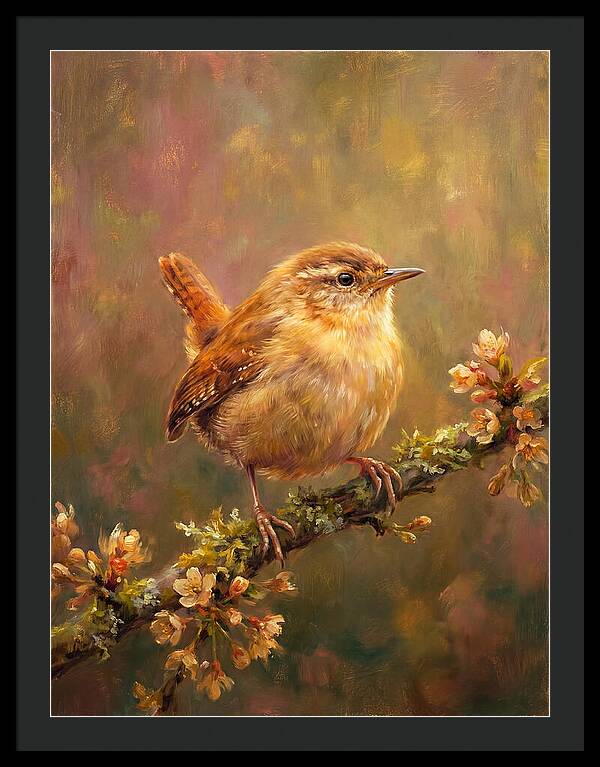 Wren Perched On Blossom