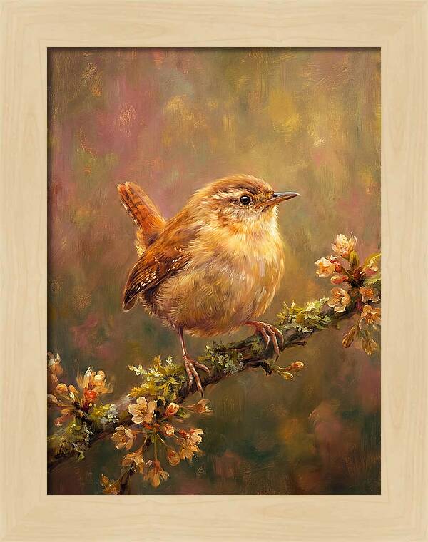 Wren Perched On Blossom