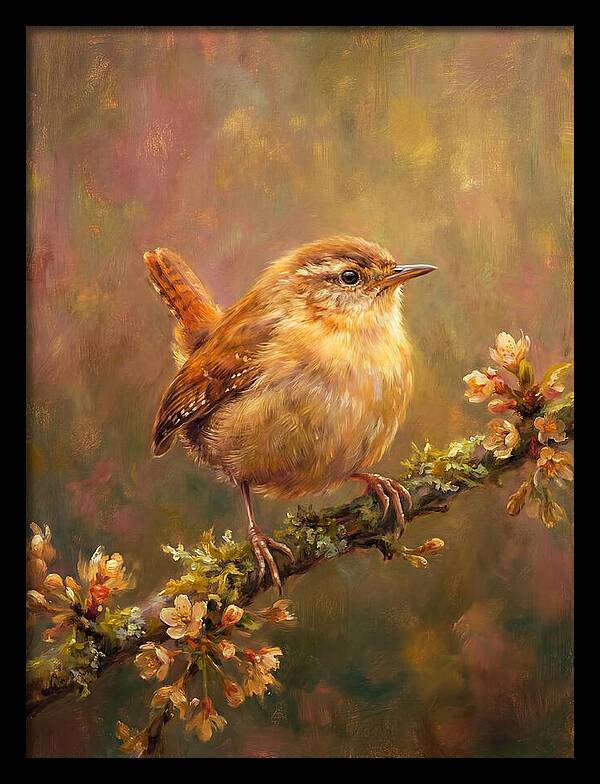 Wren Perched On Blossom