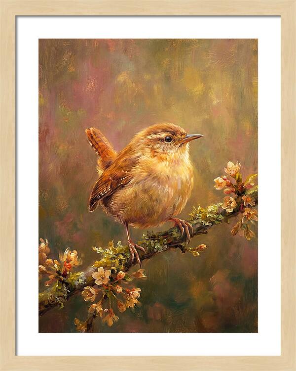 Wren Perched On Blossom