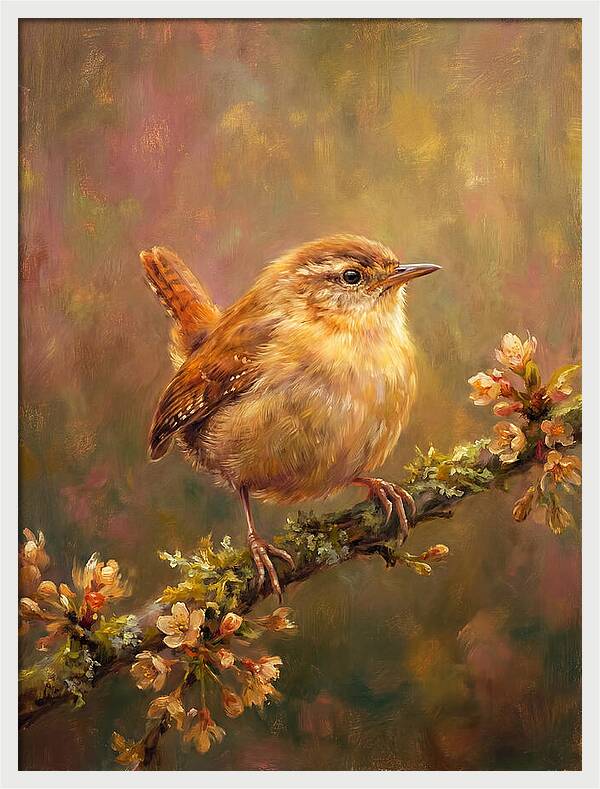 Wren Perched On Blossom