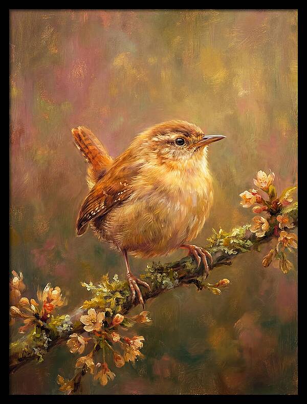 Wren Perched On Blossom