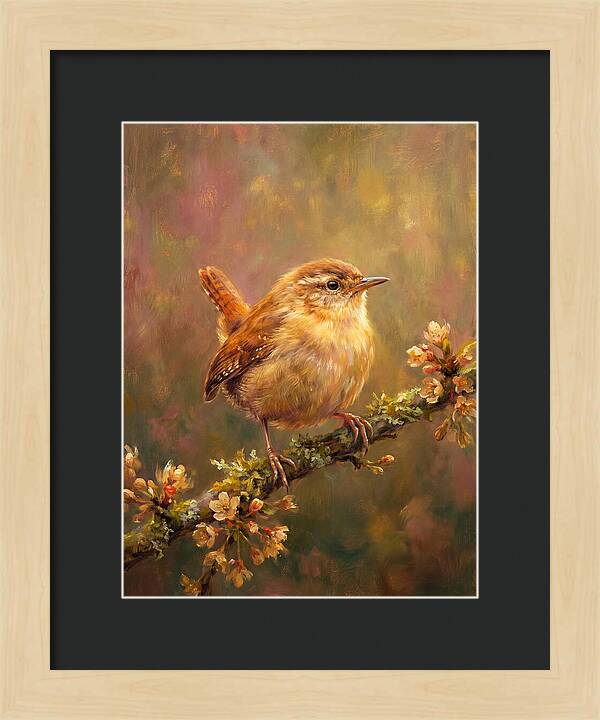 Wren Perched On Blossom