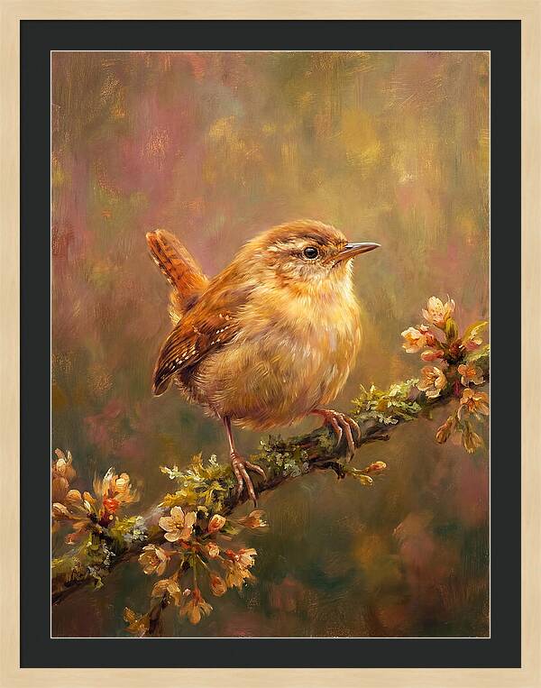 Wren Perched On Blossom