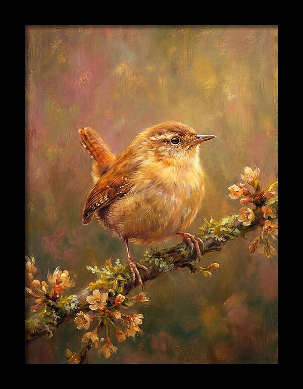Wren Perched On Blossom