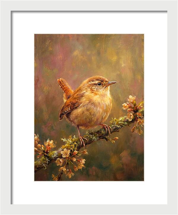 Wren Perched On Blossom