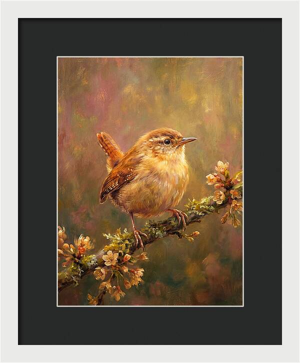 Wren Perched On Blossom
