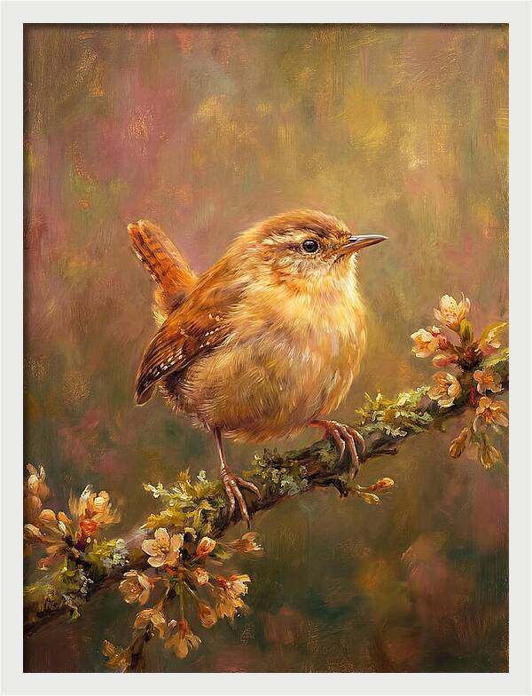 Wren Perched On Blossom