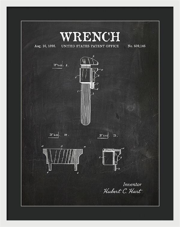 Wrench Pipe Wrench Chalkboard Patent Us609146a