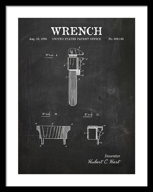 Wrench Pipe Wrench Chalkboard Patent Us609146a