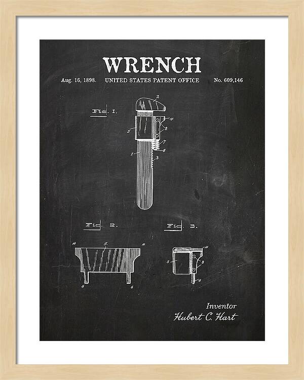 Wrench Pipe Wrench Chalkboard Patent Us609146a