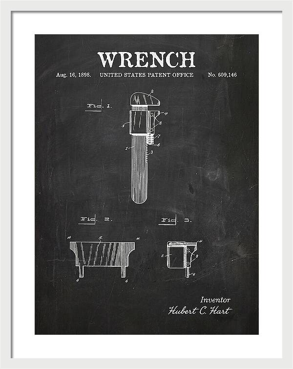 Wrench Pipe Wrench Chalkboard Patent Us609146a