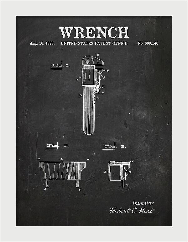 Wrench Pipe Wrench Chalkboard Patent Us609146a