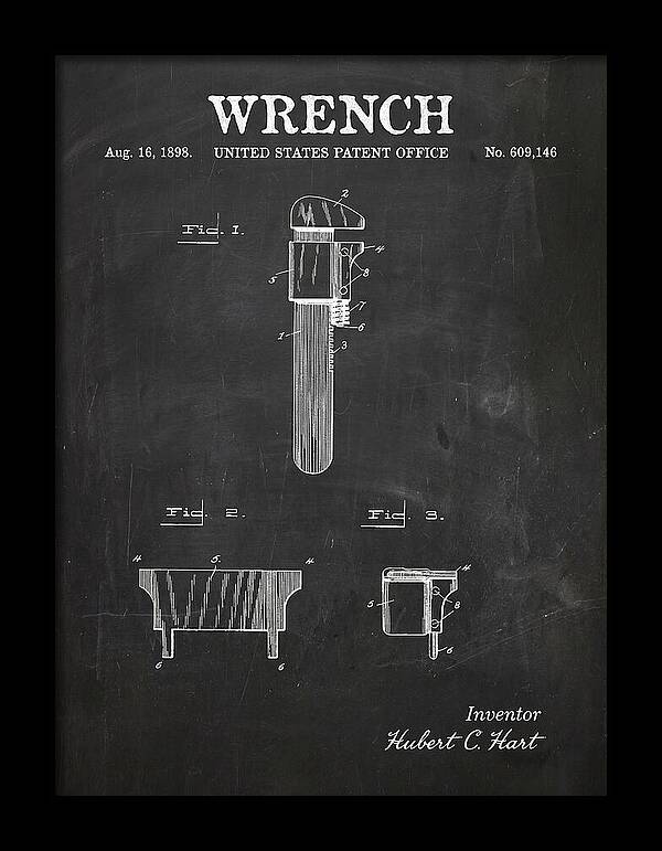 Wrench Pipe Wrench Chalkboard Patent Us609146a