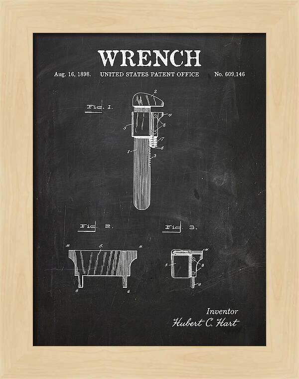 Wrench Pipe Wrench Chalkboard Patent Us609146a