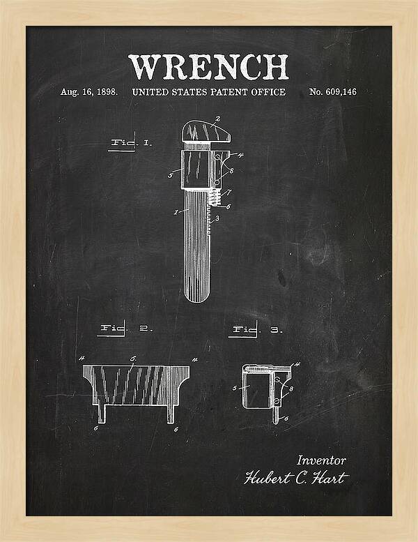 Wrench Pipe Wrench Chalkboard Patent Us609146a