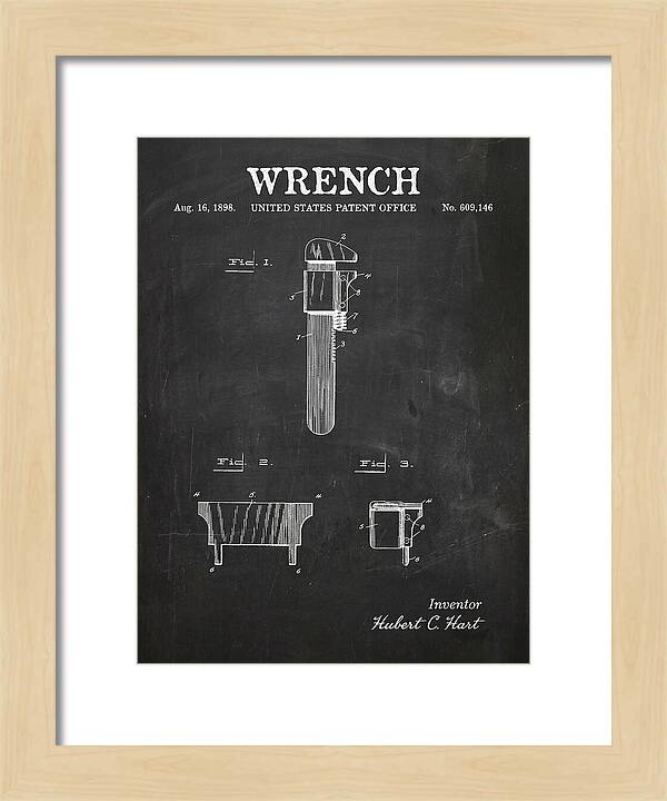 Wrench Pipe Wrench Chalkboard Patent Us609146a