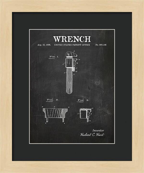 Wrench Pipe Wrench Chalkboard Patent Us609146a